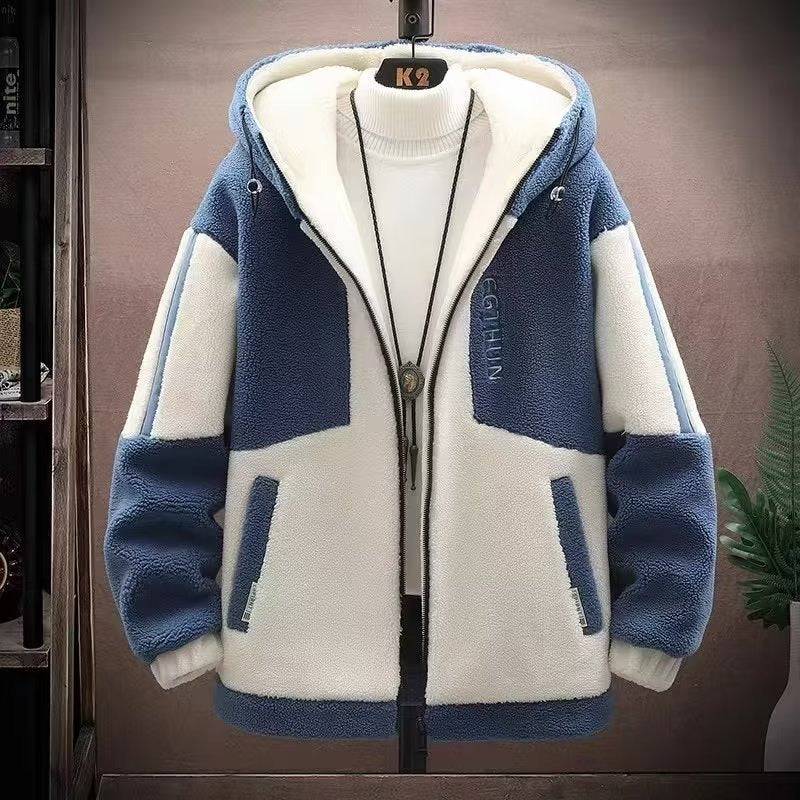 【M-8XL】 férfi meleg, sima színű blokk vastag gyapjú téli kabát