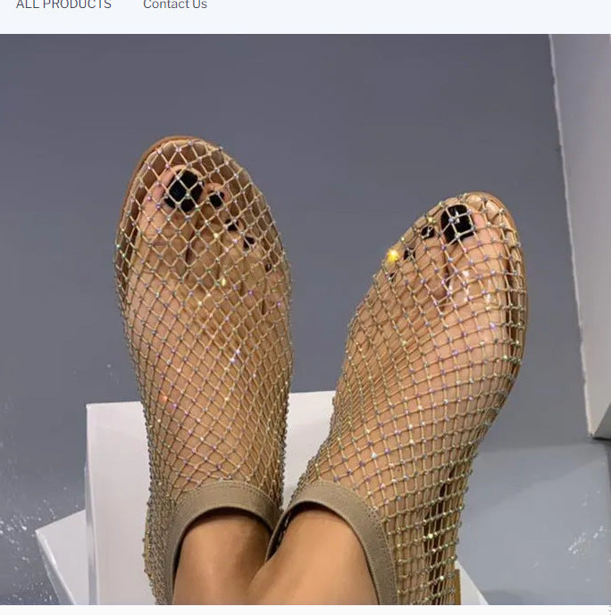 2023-as új üreges gyémánt kerek orrú lapos cipő