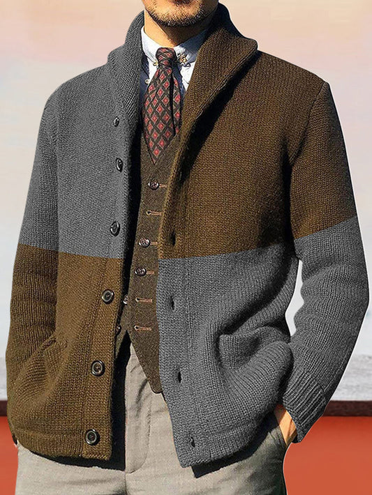 Colorblock hosszú ujjú kötött hosszú ujjú kabát hosszú ujjú pulóver hosszú ujjú pulcsi